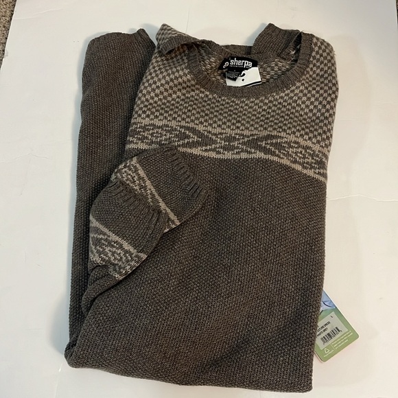 Sherpa Fair Isle Long Sleeve Sweater Midi MAYA Texture Dress Gray women L - Picture 4 of 12